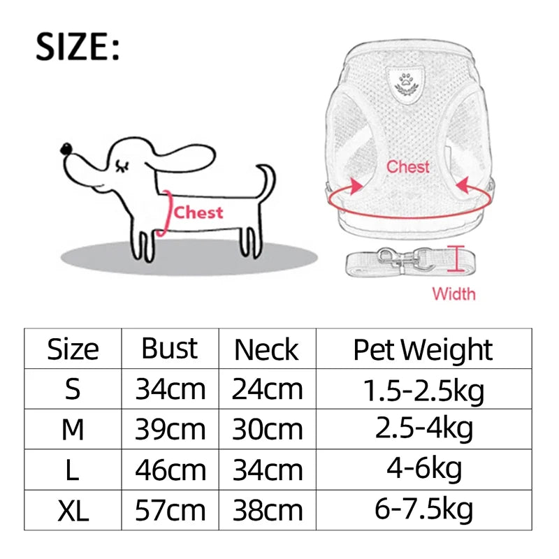 Comfort-Fit Harness Vest with Walking Leash for Pets