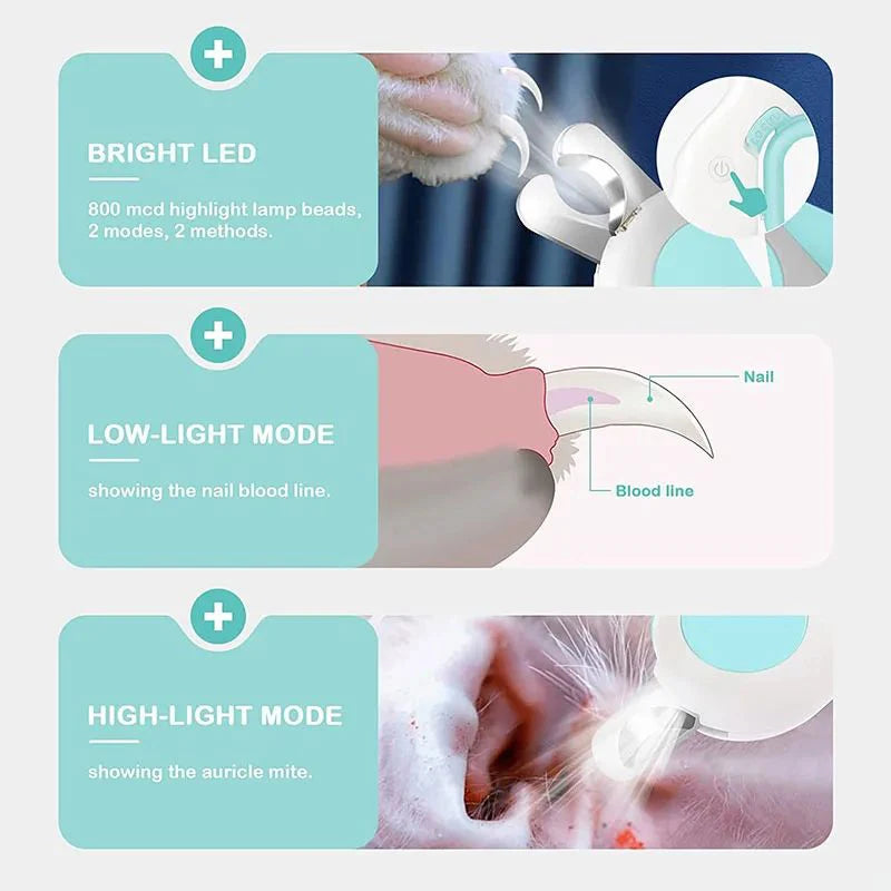 LED Light Nail Cutter with Safety Lock for Pets