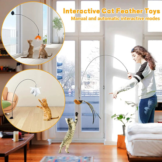 Interactive Feather Wand Toy for Cats