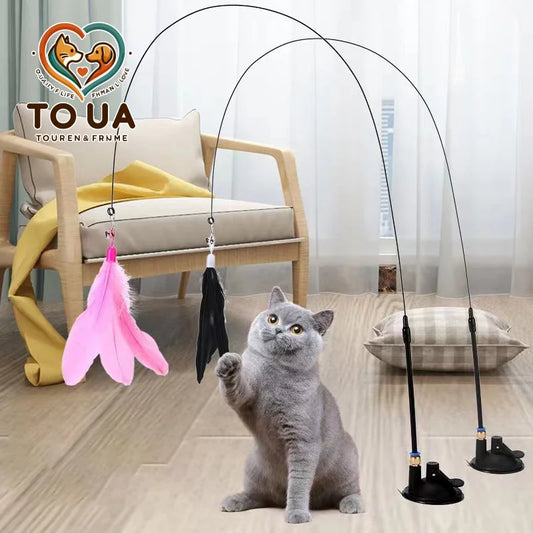 Interactive Feather Wand Toy for Cats