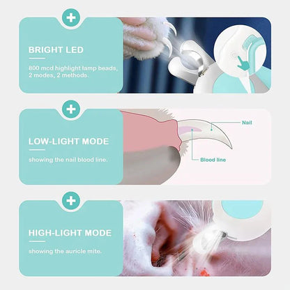 LED Light Nail Cutter with Safety Lock for Pets