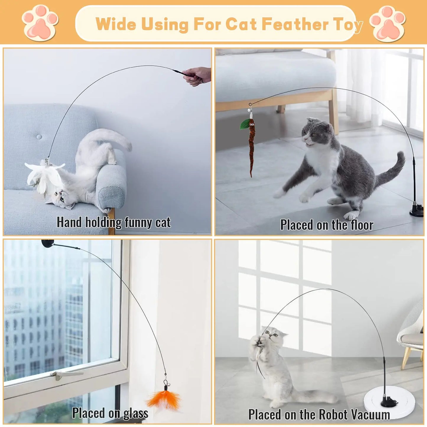 Interactive Feather Wand Toy for Cats